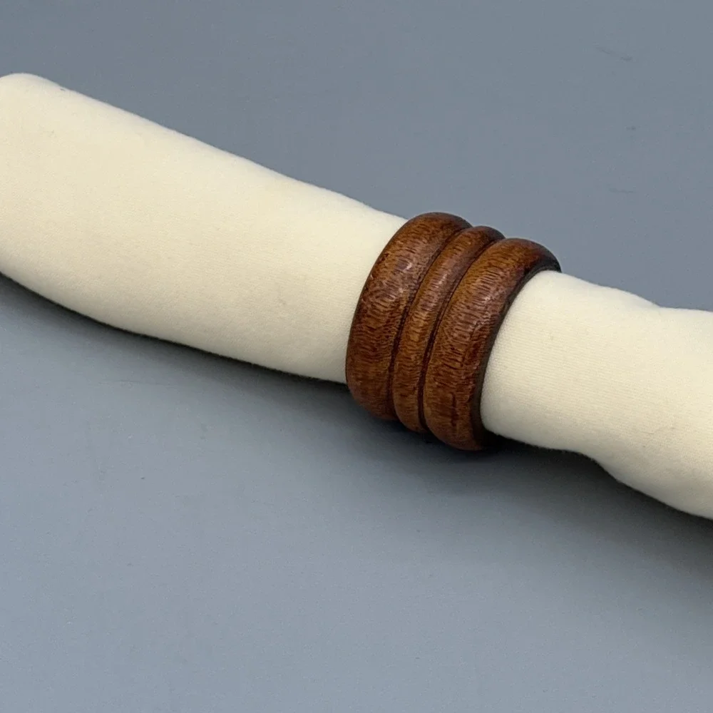 MCM Knobler Wooden Napkin Rings - Set of 8 - Wood Napkin Holders Vintage 1.25